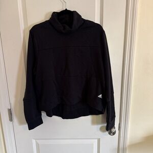 Adidas Women's Sport 2 Street Pullover Turtle Neck Sweatshirt Black Size XL NWT
